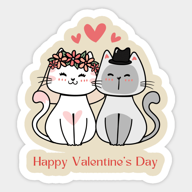 happy valentine' day cats Sticker by Kokomidik